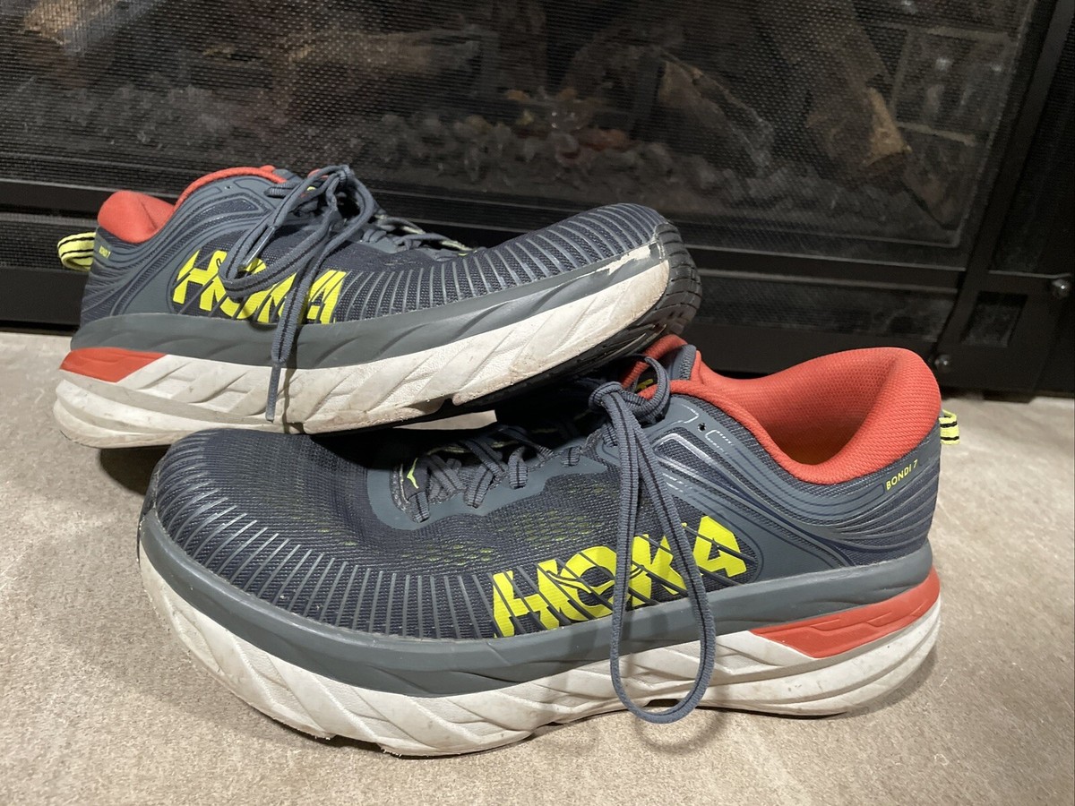 Hoka One One Bondi 7 Mens Size 8.5 Running Shoes Turbulence Chilli 