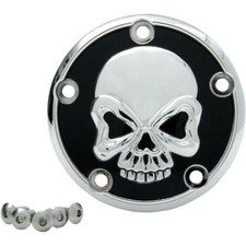 Drag Specialties Black & Chrome Skull Points Ignition Cover Harley TC 99-17