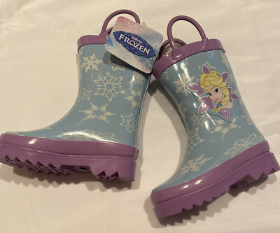 Disney Movie Frozen Elsa Snowflake Girls Kids Rain Boots Size