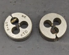 2 Kromhard 5-40 NC Round Dies 13/16" OD Screw Adjustable Die Carbon Steel CS USA