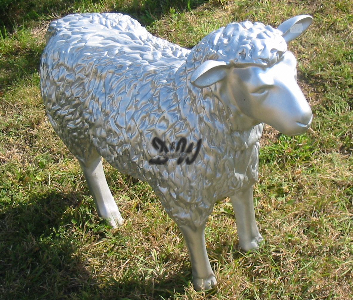 SILBERNES SCHAF silber 78 cm Deko Garten Figur Bauernhof BUNTE SCHAFE