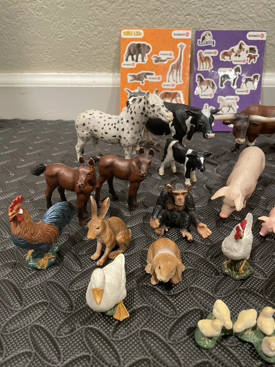 Schleich Farm Animal Horse Cow Pig Sheep Goat Duck Chicken Figure &  Stickers