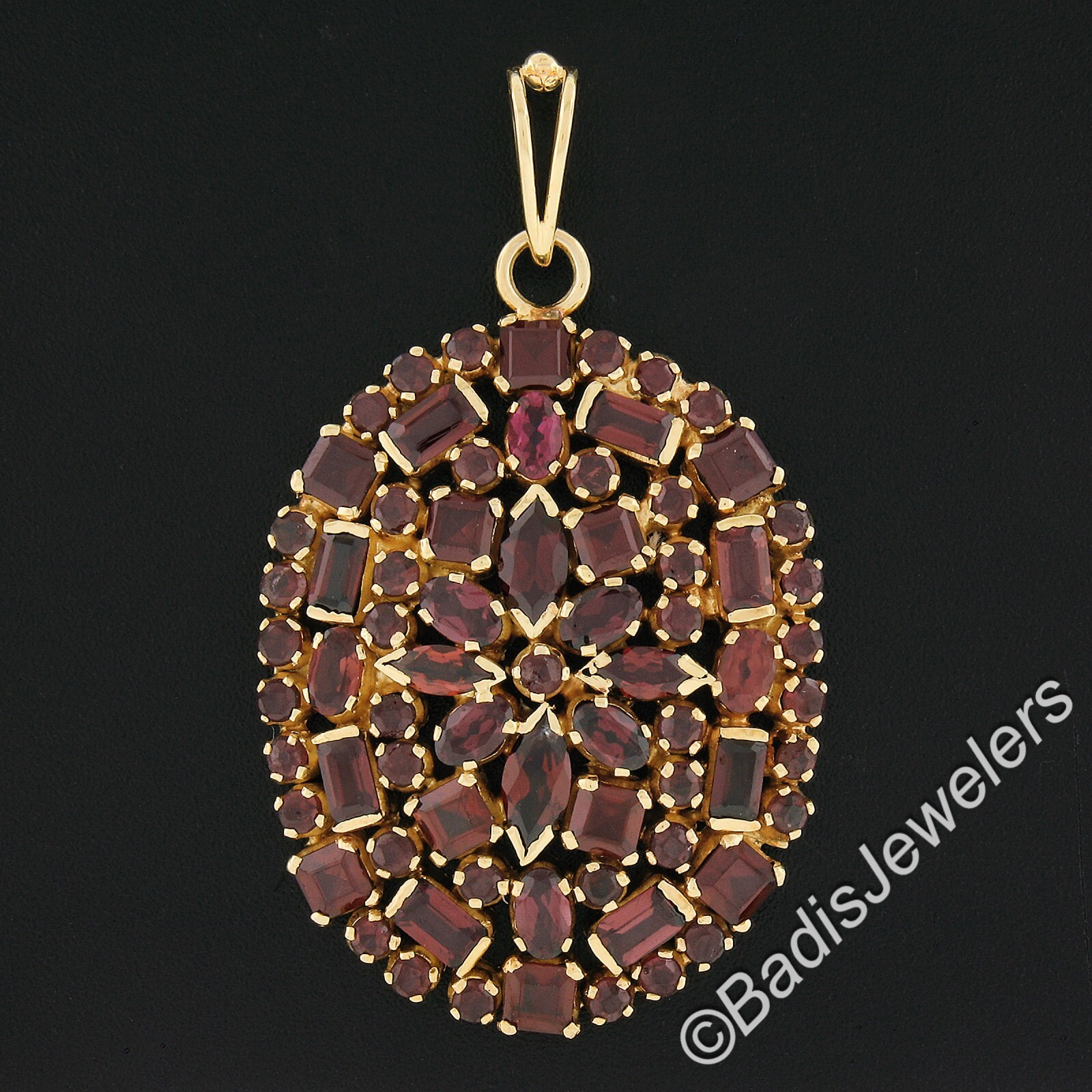 Solid 18k Yellow Gold Multi Shapes Garnet Large O… - image 2