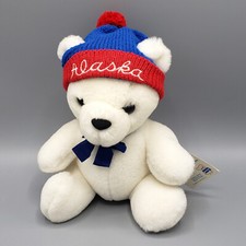 Dakin ALASKA TYLER TEDDY Plush Polar Bear Hat Bow Vintage 1983 ACE Arctic Circle