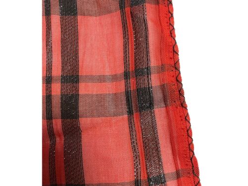 Jeffrey Lawrence for Lawrence Bentley 56"x10.5" Red & Black Plaid Fringed Scarf - Picture 5 of 7