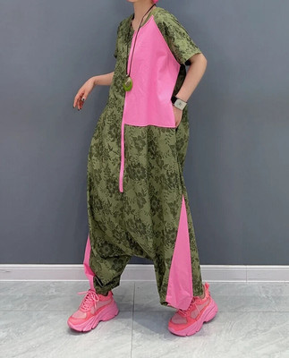 Olivgrün Urban Art locker fließend Rock bequeme Latzhose Baggy Overall 12 14