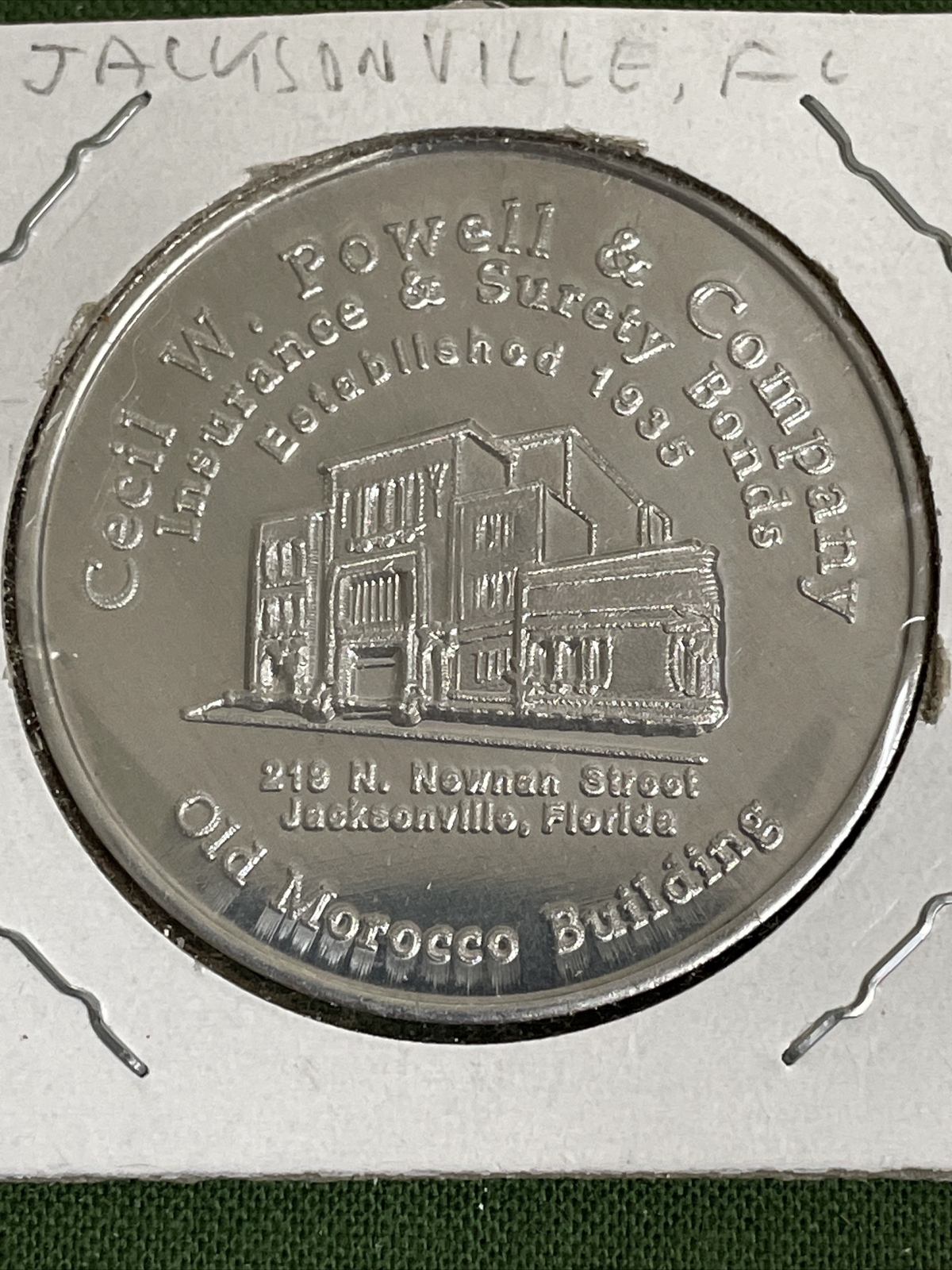 Rare Cecil W. Powell & Co. Insurance & Surety Bonds Token Jacksonville