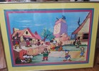 1960s Italian Walt Disney patuzzi Plasteco 3D Figures on litho print framed RARE