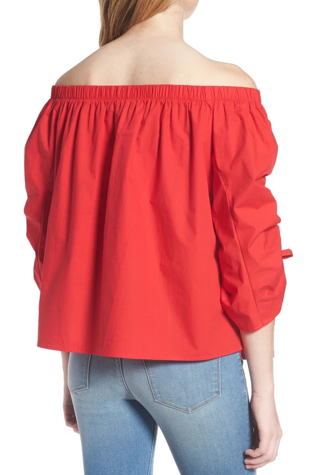 Blusa para mujer Soprano 156486 manga acanalada fuera del hombro roja talla Mediano Foto 2 de 2
