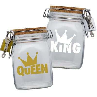 Spardosen Set King/Queen Design2 Transparent Größe L 1 Liter 