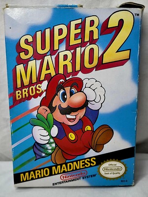 Super Mario Bros. 2 (NES, 1988) W/Manual *TESTED & WORKING* Box Damage