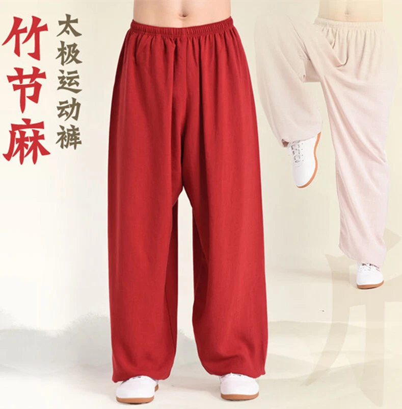 Pantalones de Kung Fu Tai Chi de lino unisex para adultos Pantalones de artes marciales Yoga Bloomers  Foto 3 de 4