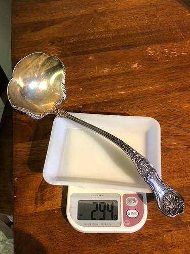 Antique Huge Sterling Ladle. 294 Grams. Walking Lion Sterling Mark - Picture 8 of 9