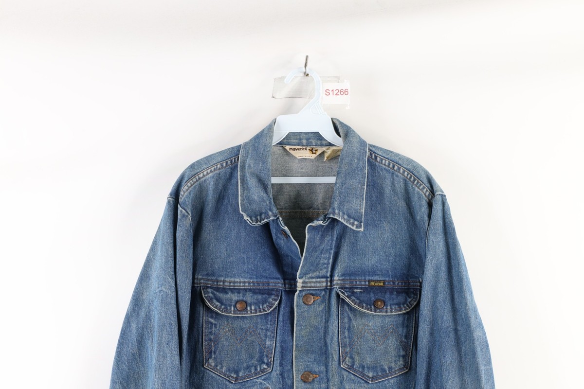 Vintage 70s Streetwear Mens 44 Distressed 14 oz Denim Trucker