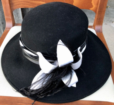 August Accessories Fine Millinery Black Wool Felt Wide Brim  display picture 3