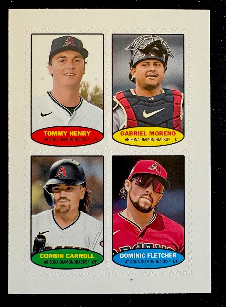 2023 Topps Heritage Baseball Stamps Rookie Set Carroll Moreno Fletcher #74S-49-52