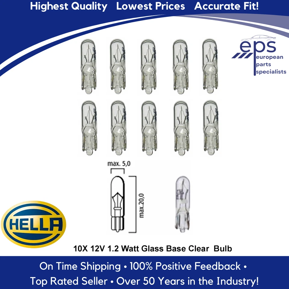 Cenicero de advertencia 10 x 1,2 vatios base de vidrio medidores bombilla interruptores 1964-19 Mercedes Foto 2 de 4