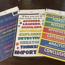 New Back to School 6 Posters Rules Motivation, Science Etc 12 by 18 In