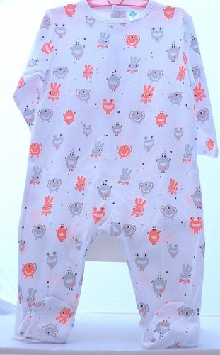 Grenouillère Bébé Tex En Coton - Motif Cygnes - Taille 0-1 Mois (Neuve Sans étiquettes)