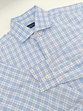 Proper Cloth Mens Dress Shirt 15x32 Blue Check Slim Fit Cotton