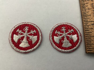 Assistant Chief  collar bugles  Red Embroidery/Silver  thread 3 bugles 1 inch