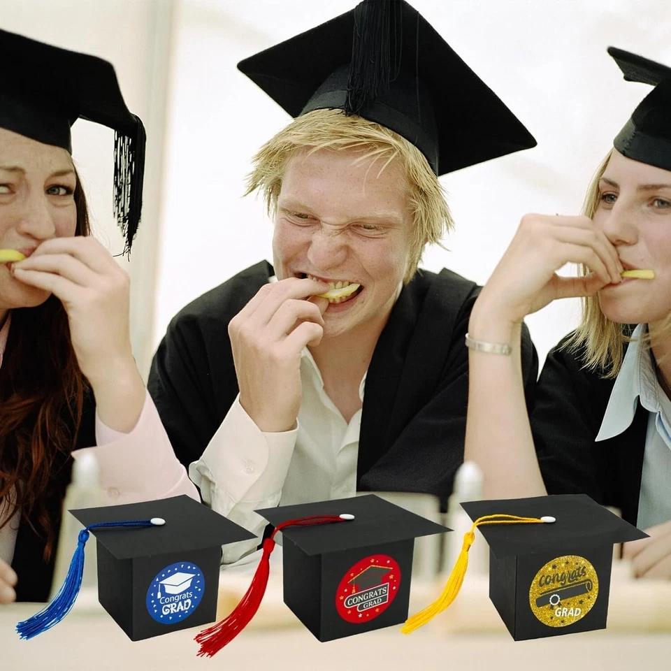 Caixa de doces de formatura 50 peças com adesivos tampa de formatura caixas de presente gradua... - Imagem 3 de 4