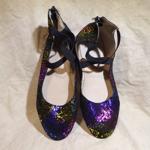 🩰 Monkey Feet elastische Ballerinas mit Kreuzriemen 8 M schwarz mit bunten Akzenten - Bild 7 von 15