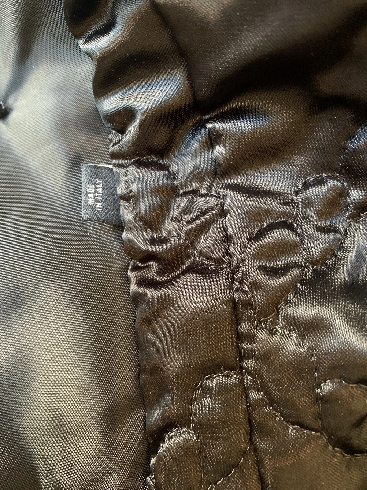 Versace cappotto nero trapuntato con cappuccio (L)