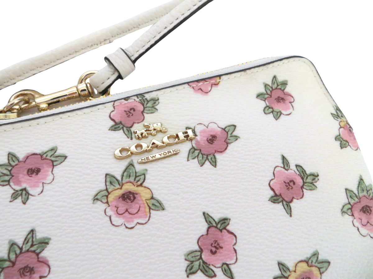 New NWT Coach Flower Patch Ivory Pink Floral Coated Canvas