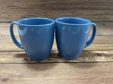 Corelle Mugs Medium Blue Stoneware Thailand 12 Oz. Set Of 2