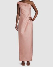 595 Aidan Mattox Womens Pink Jacquard One Shoulder Column Gown Dress Size 12