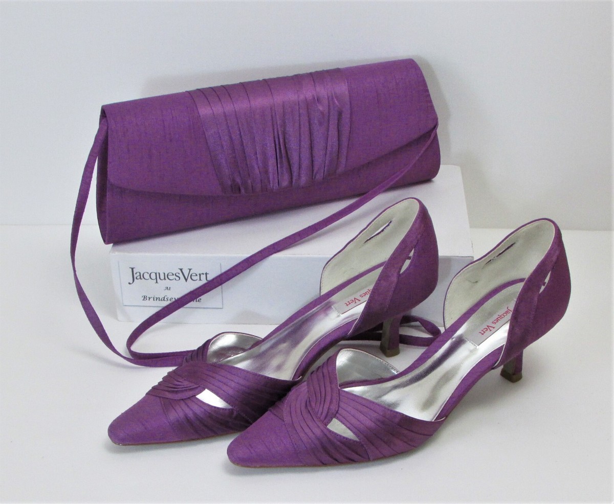 New Jacques Vert Iris Range Shantung/Sateen Purple Shoes &Bag