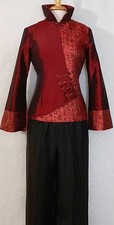 Asian Women Ladies Office Wear Jacket Silk With Floral Print And Two-tone Design
