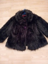 Betty Jackson Ladies Size 10 Collared Faux Fur Jacket 3/4 Sleeve-stunning Jacket