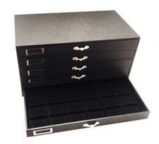 120 Space Grained Leatherette 5 Drawer Wood Jewelry Hobby Storage Organizer Case