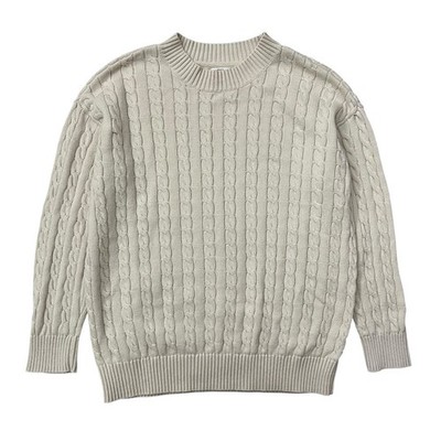 Gap Teen Cable Knit Oversized Fisherman Sweater Cream 18 / 20 XL Organic Cotton
