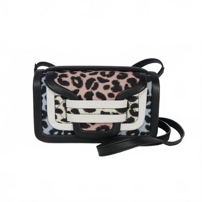 Pierre Hardy Alpha Handbag Shoulder Bag Leopard Print Canvas Leather Multicolor