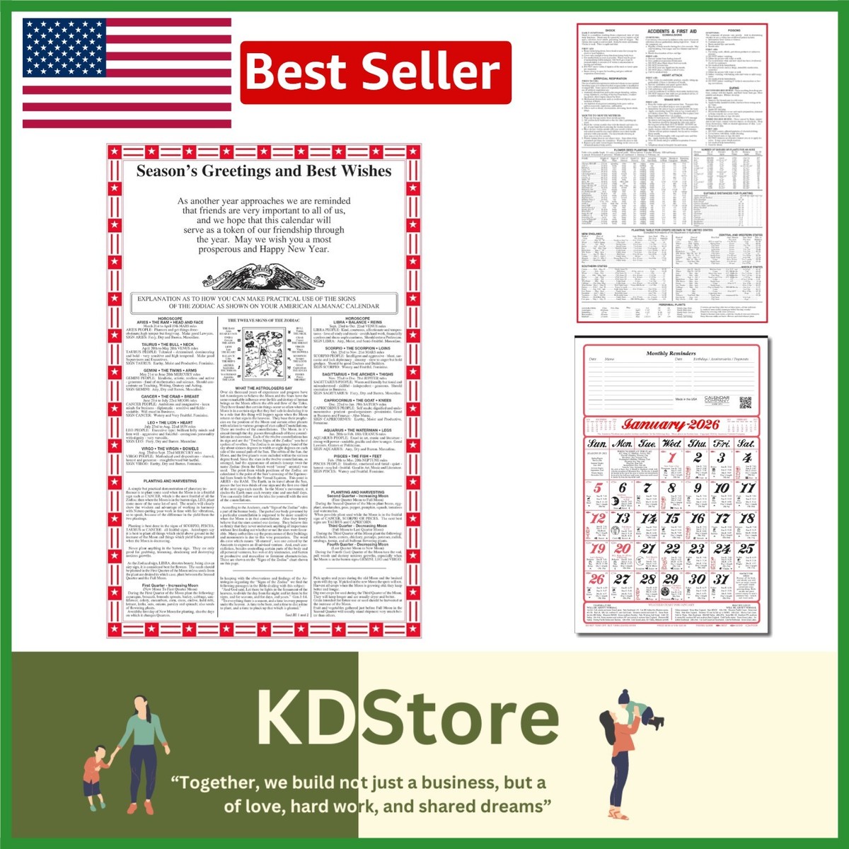 2026 Almanac Calendar with Fishing Guides, Moon Phases ...