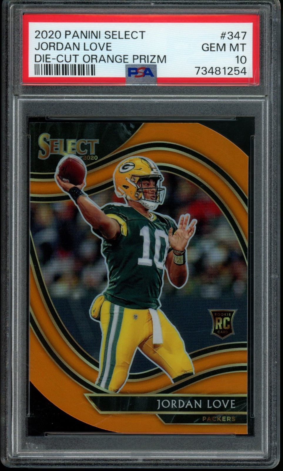 2020 Select Jordan Love Field Level Orange Die-Cut #347 PSA 10 Rookie Packers