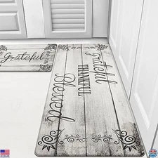 HEBE Set of 2 Anti-Fatigue Non-Slip Cushioned Kitchen Mats - Waterproof Rugs