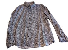 Men's Express Blue/ White Flower Dress Shirt XLarge 17-17.5