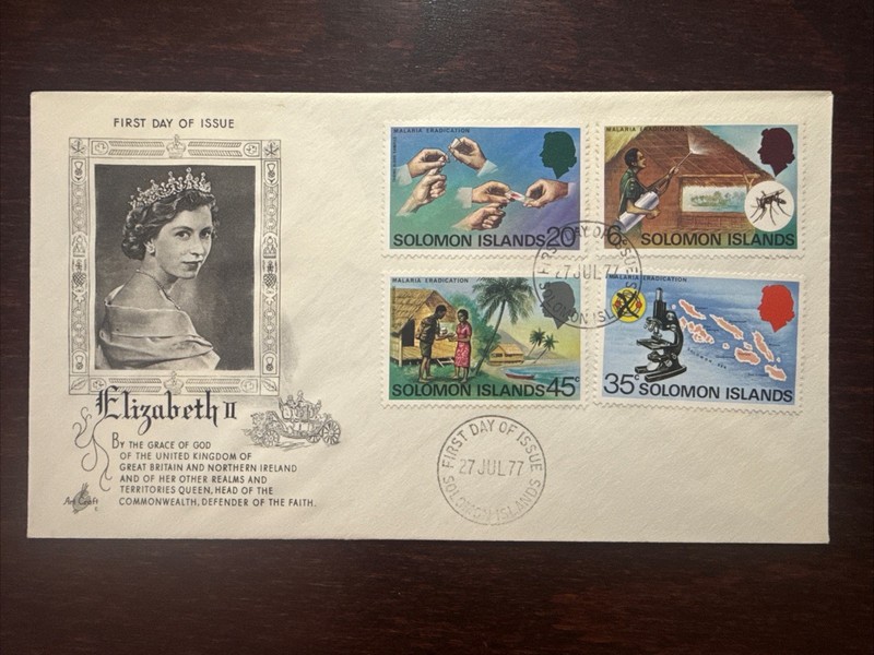 SOLOMON ISLANDS FDC COVER 1977 YEAR MALARIA ERADICATION HEALTH MEDICINE STAMPS