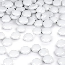 White 2LB Flat Glass Marbles - Decorative Marbles for Aquarium Pebbles