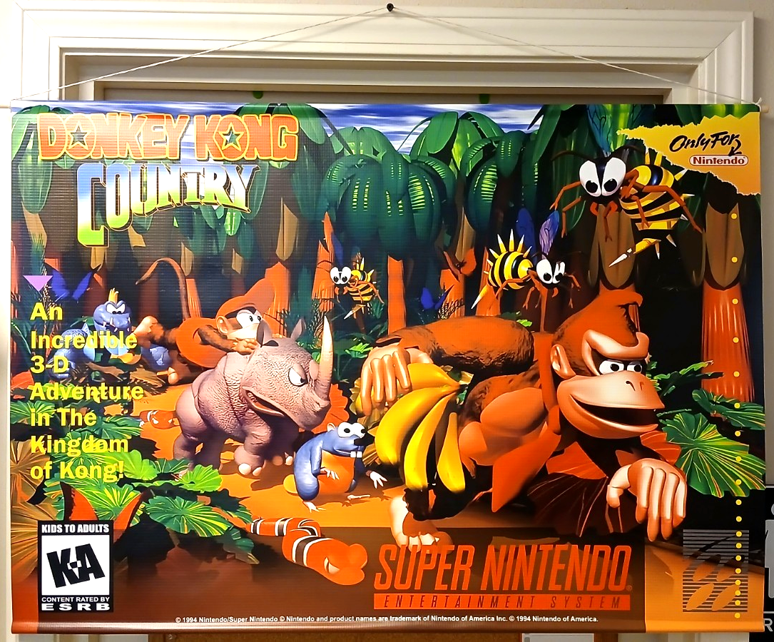 Donkey Kong Country '94 Vintage Inspired Store Banner Promo SNES