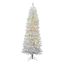 Vickerman 66" Salem Pencil Pine PVC Plastic LED Lights Christmas Tree in White