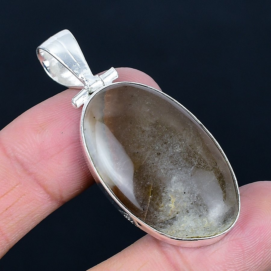Botswana Agate Gemstone Handmade 925 Sterling Silver Jewelry Pendant 2.09