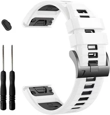EZMVZKU 22mm Quickfit Silicone WatchBand for Fenix 8 47mm/Fenix White/Black 
