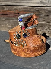 Vintage Jewel Stud Belt 1950s 1960s Western Rockabilly Trading Post Souvenir