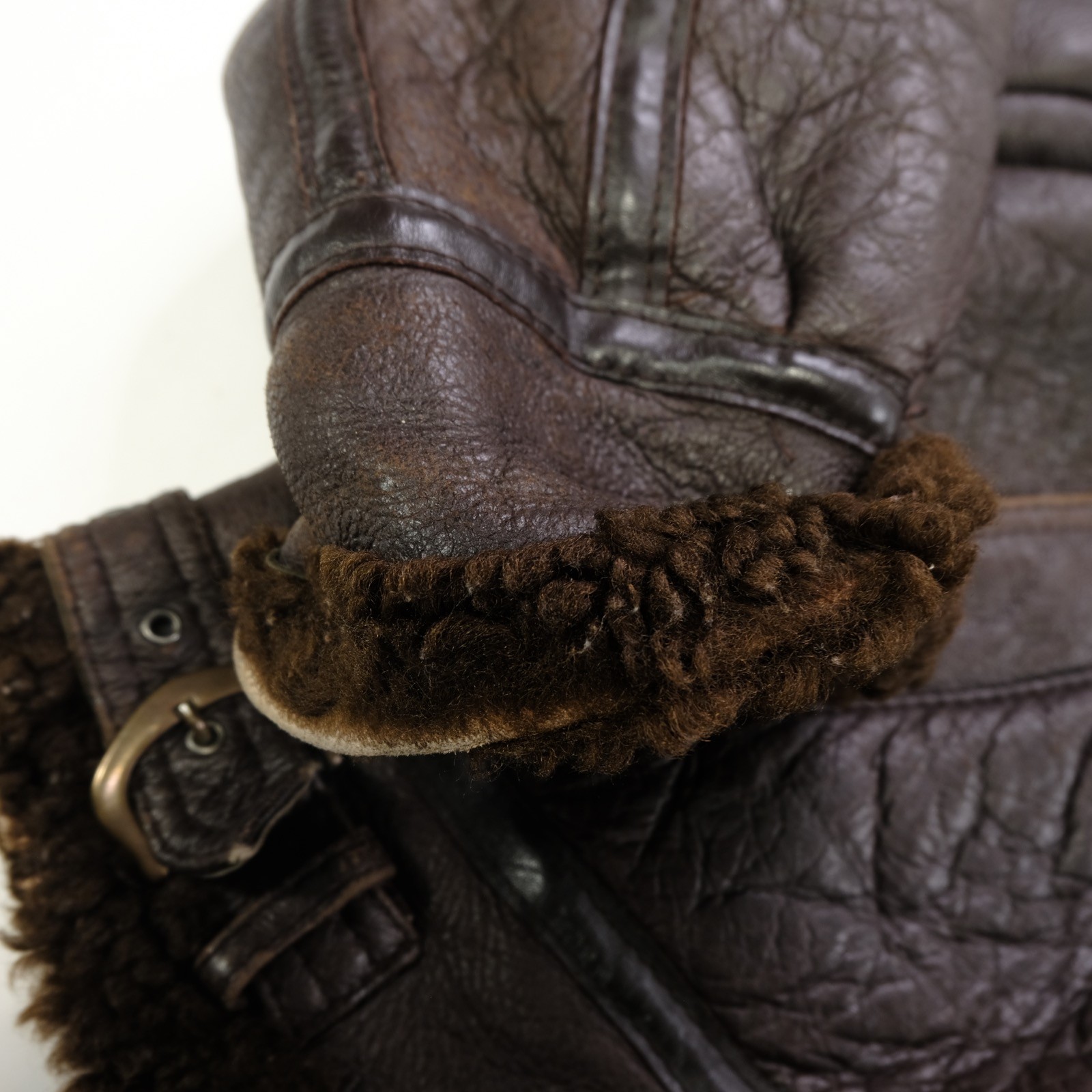 Rare Vintage Shearling Leather Aviator Flight Bomber Jacket 70s 80s Brown SZ XL