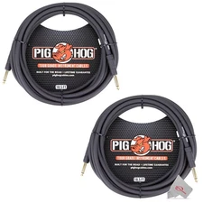 Pig Hog  18.5 ft Instrument Cable 1/4 - 1/4 Inch Straight  - PH186 - 2 Units
